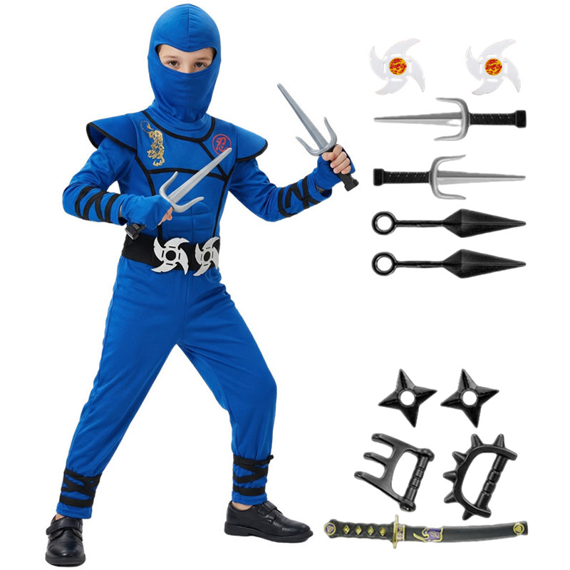 Black Face Mask Pack - Disfraz de Ninja negro y azul